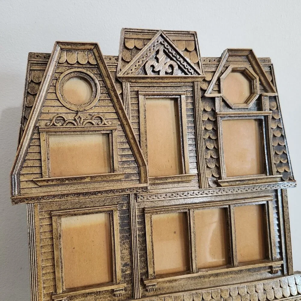 Vintage Syroco Style Victorian Gothic Haunted House Shaped Picture Frame Plastic